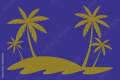 Minimalist vector illustration of palm trees and tropical holiday mood