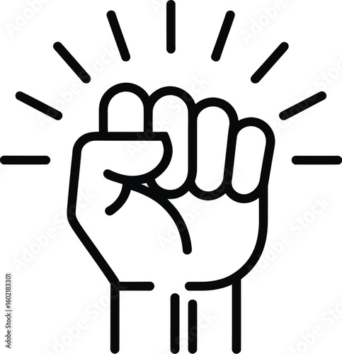 Empower line icon. Strong fist sign. Empowerment strength symbol. Vector illustration stock illustration