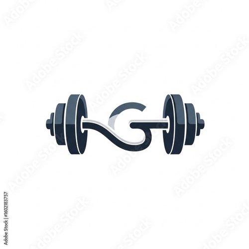 A stylized letter G incorporated into a barbell design, symbolizing fitness and strength.
