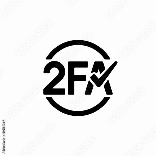 Two Factor Authentication Icon in Black and White Security Concept Verified Access Symbol Cybersecurity Protection for Accounts