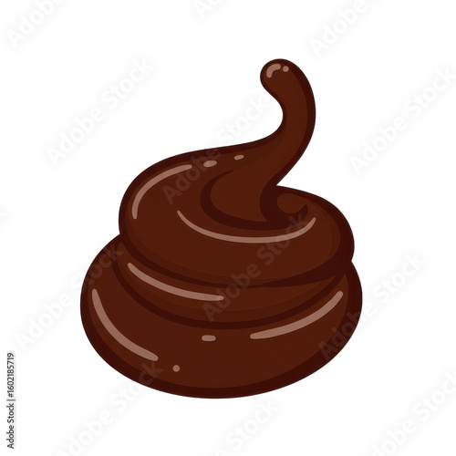 Cartoonish depiction of a whimsical chocolate swirl on a transparent background