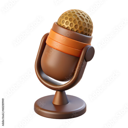 Retro 3D Brown, Orange, Gold Studio Podcast Microphone Icon
