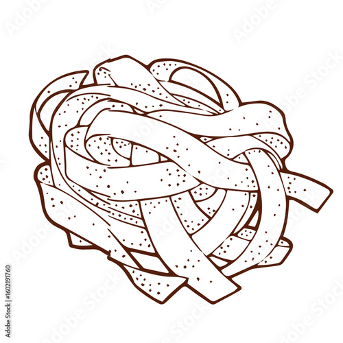Big collection italian pasta. Different types of uncooked pasta for backgrounds, menu, stickers, cafe, restaurant, bar, shop. Seamless pattern of Italian cuisine staples. Vector hand drawn style illus