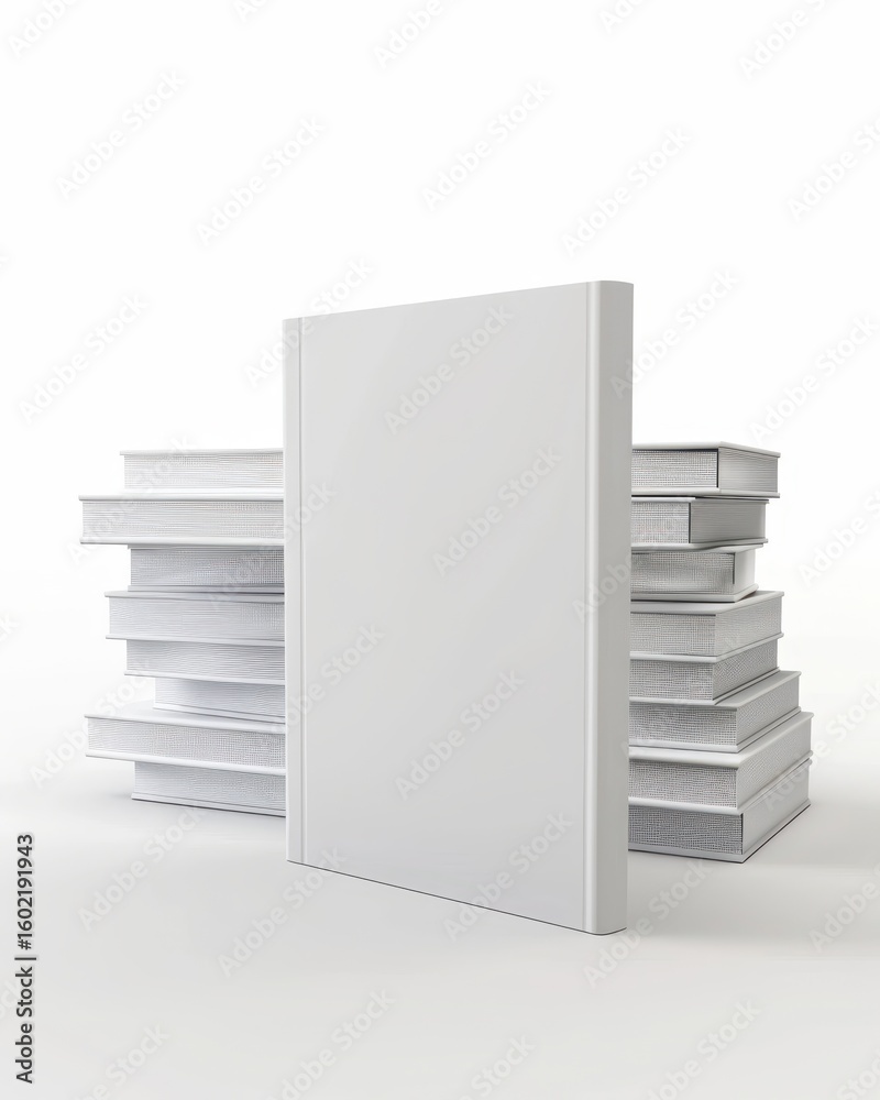 A stack of white blank hardcover books on a white background A stack of white blank hardcover books on a white background