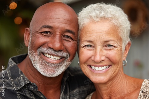 Happy Couple Smiling Together in Natural Outdoor Setting