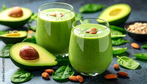 Green smoothie with avocado