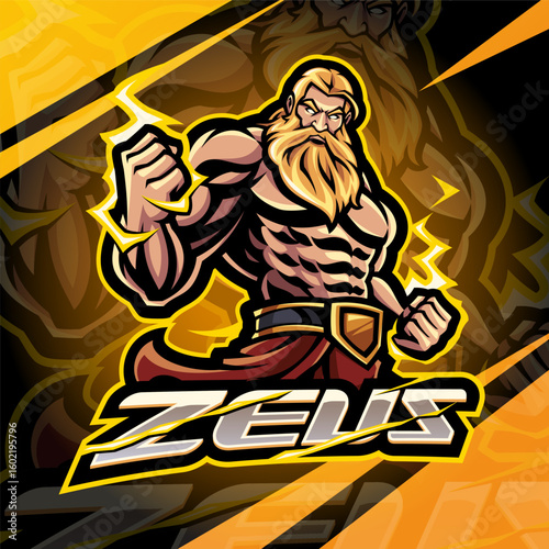 Zeus god esport mascot logo design
