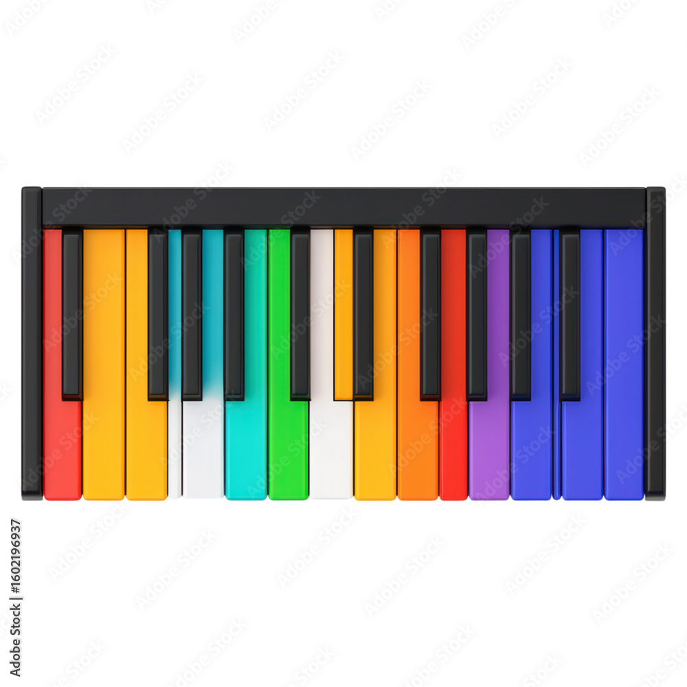 Obraz premium Colorful Piano Keys for Music Lovers isolated on transparent background.