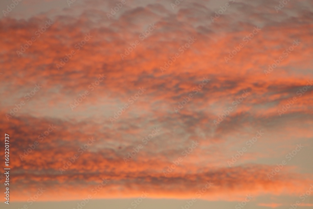 Obraz premium Vibrant pink and orange sunset clouds, forming a picturesque sky canvas.