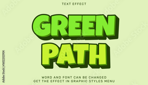 Green path 3d text effect on a bright minimalistic background