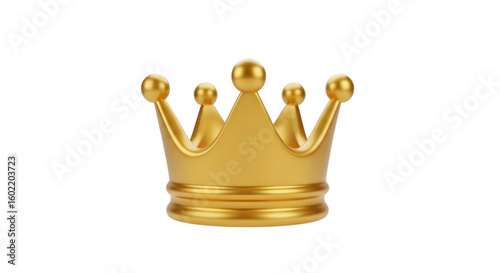 3d illustration of a gleaming golden crown with a smooth polished finish isolated on transparent background