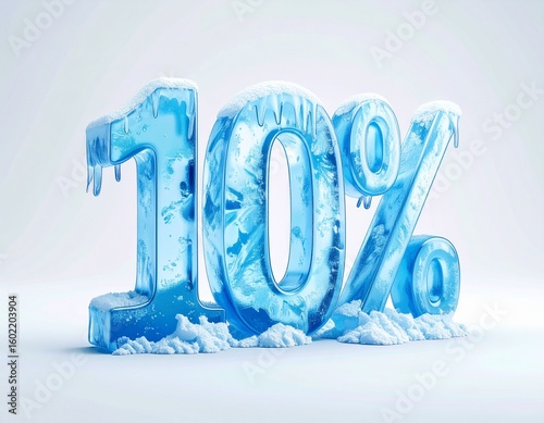 Icy 10 Percent Off Symbol with Frost and Ice