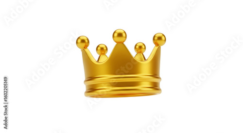 3d illustration of a simple golden crown isolated on transparent background