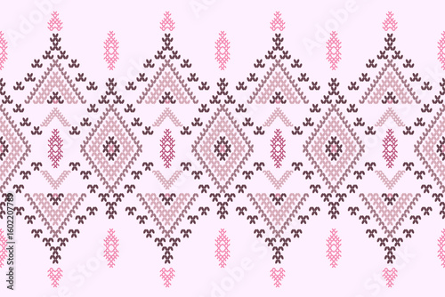 Ikat ethnic geometric abstract embroidery oriental traditional knitted pattern. Native geometry decorative design for fabric, wallpaper, background, interior, decoration, texture, border decor, print