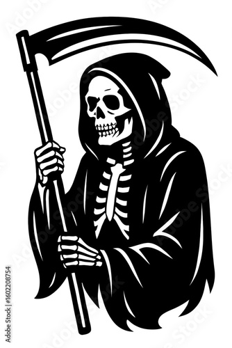 Imposing Grim Reaper Holding a Scythe Illustration