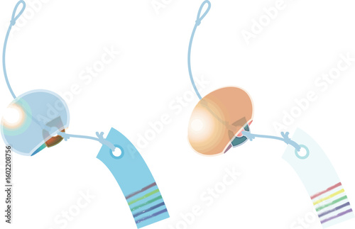 主線なしで涼しげな風鈴イラスト