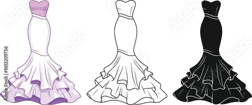 Find your perfect mermaid wedding dress strapless gown with layered ruffle skirt