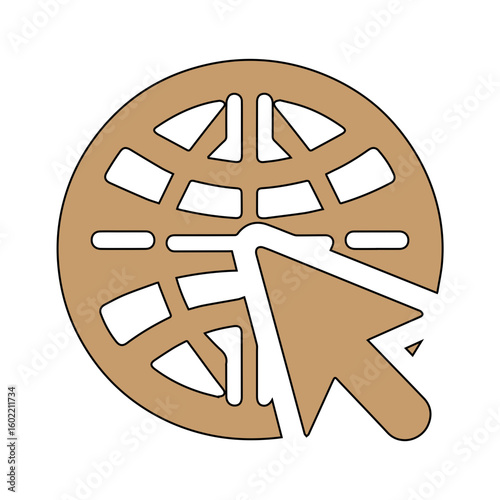Global network internet globe icon with arrow pointer, digital web access symbol, modern website navigation vector illustration SVG.