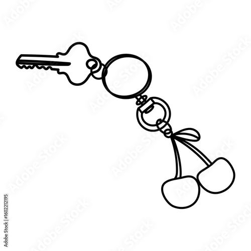 Key ring with cherries charm and keys.