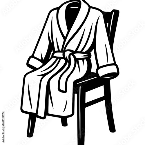 Cozy Bathrobe Draped on Chair - Symbol of Relaxation and Leisure