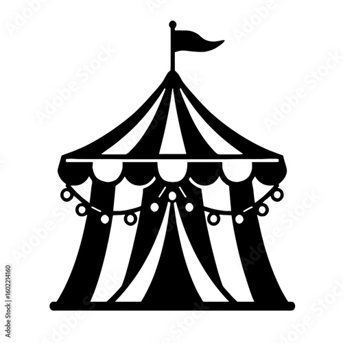 Festive Circus Tent Adorned with String Lights for a Grand Show