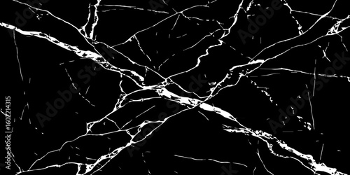 "A striking, high-contrast black and white abstract pattern resembling fractured glass or lightning bolts across a dark sky, emphasizing sharp lines and dynamic tension."
