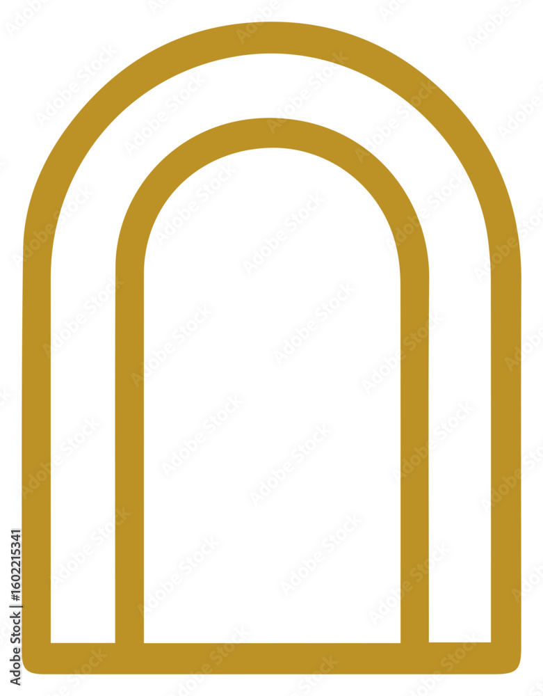 Fototapeta premium Elegant Gold Archway Minimalist Graphic Design Element Isolated on White Background