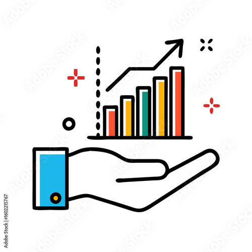 Business Growth Hand holding a graph with an upward trend 