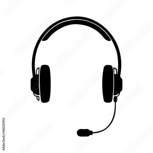 Black headset icon isolate on white background 