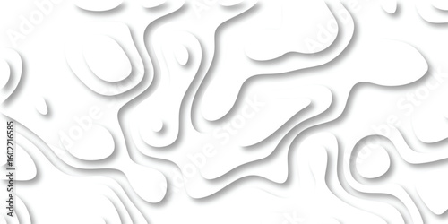 Abstract white topography design with layered shadow effects creating a modern and minimalist artistic composition for creative projects.