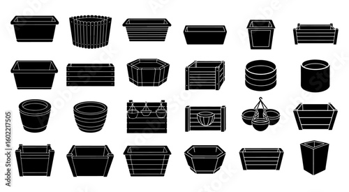 Architectural Stylish Outdoor Fire Pit Silhouette Vector Set for Patio and Garden Landscape Design