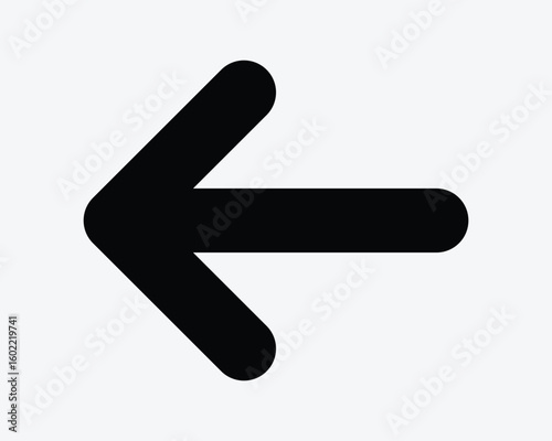 Arrow Point Left Pointer Back Previous Previously Arrowhead Before Beside Side West Direction Aim Black White Vector Icon Sign Symbol Graphic Artwork