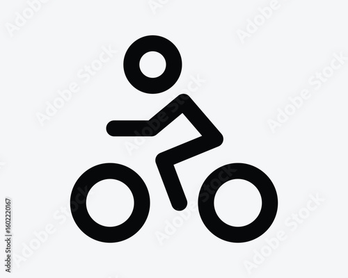Cyclist Bike Bicycle Cycle Sport Commute Athlete Biking Cycling Stick Figure Icon Line Outline Black White Vector Sign Symbol Graphic Artwork Cutout Shape