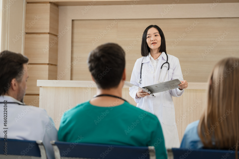 Fototapeta premium Team Doctor listening and learn of Asia woman teacher doctor at hospital 