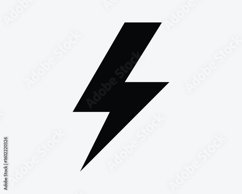 Electricity Thunder Bolt Lighting Zap Electrical Static Charge Charging Watt Voltage Harzard Black White Icon Sign Symbol Vector Illustration Artwork