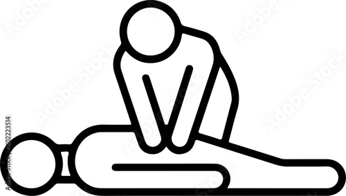 Simple line icon depicting cardiopulmonary resuscitation cpr being performed on a person