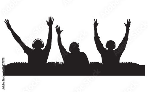 DJ Silhouette Mixing on Turntables – Music Artist Vector Design