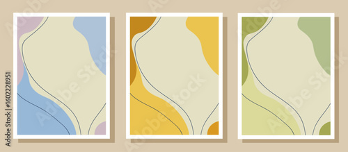 Elegant stylish frames. Set of decorative abstract borders in gentle pastel colors. Vector design. Abstraction and lines.
