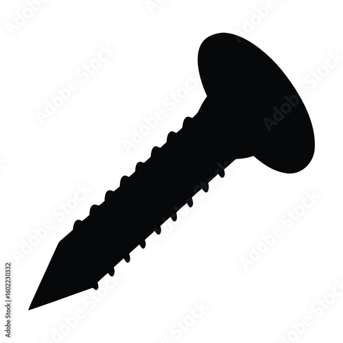 silhouette of metal sharp screw isolated on white background