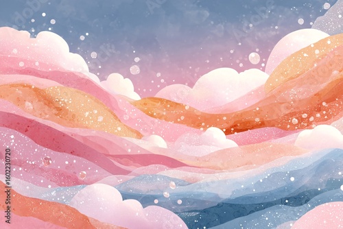 Colorful Abstract Landscape with Soft Tones and Gentle Textures