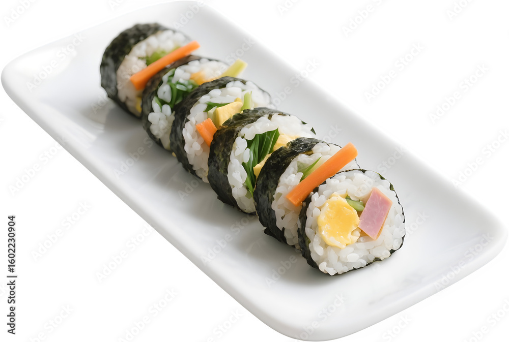 김밥단면이보이는흰접시음식사진 김밥단면이보이는흰접시음식사진