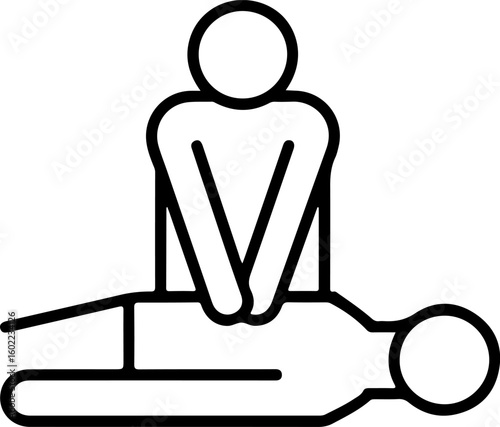 Simple line icon depicting cardiopulmonary resuscitation cpr technique on a person