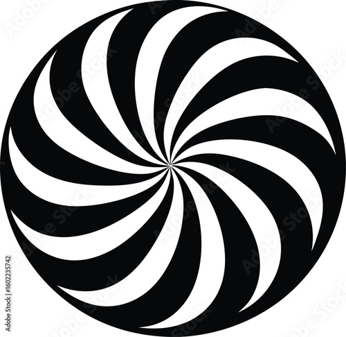 black and white peppermint candy swirl silhouette vector.