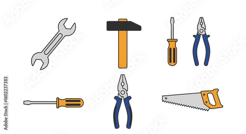 Assorted Hand Tools Collection Illustration