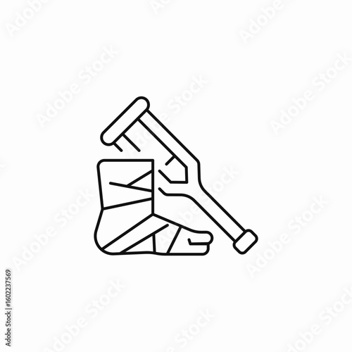 injured foot crutches icon sign vector