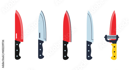 Assortment of Kitchen Knives and Peeler