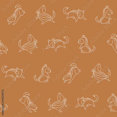 Outline Vector Chipmunk Seamless Pattern Background for Print Fabric Surface Fashion Wrapping