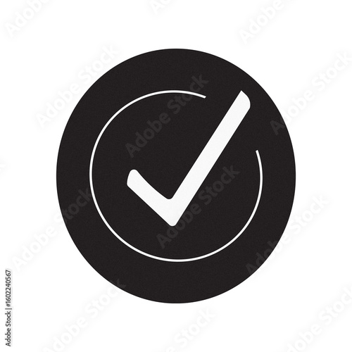 Simple white check mark inside a circle on black background