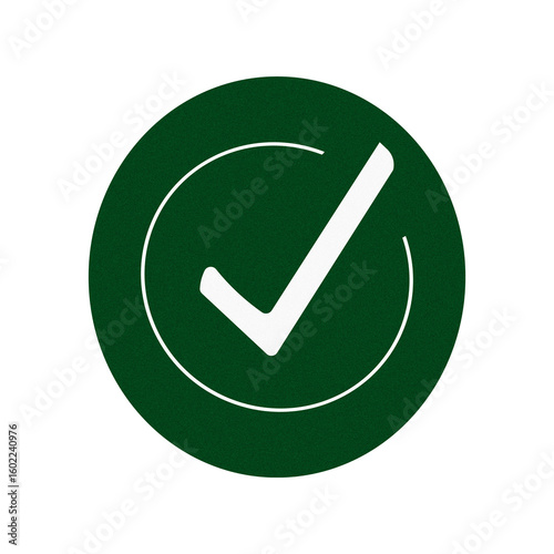 Green checkmark inside a circle on a black background