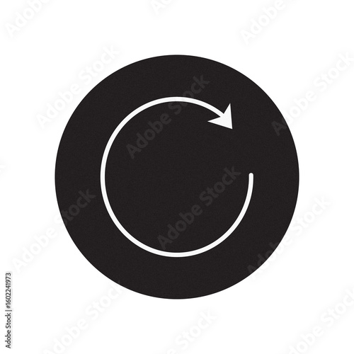 Simple white circular arrow icon on black background